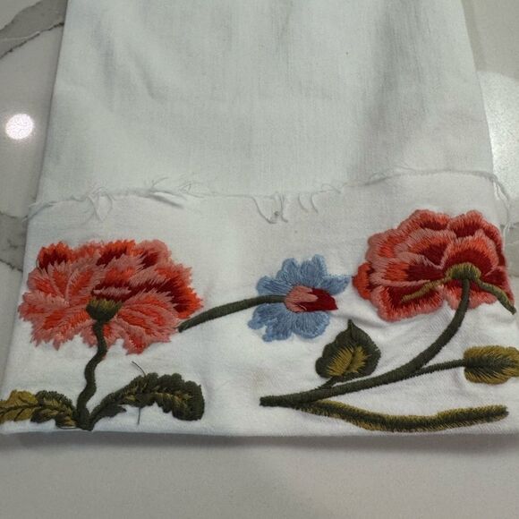 Driftwood Anthropology White cuffed jeans crops size 32 - Picture 6 of 15